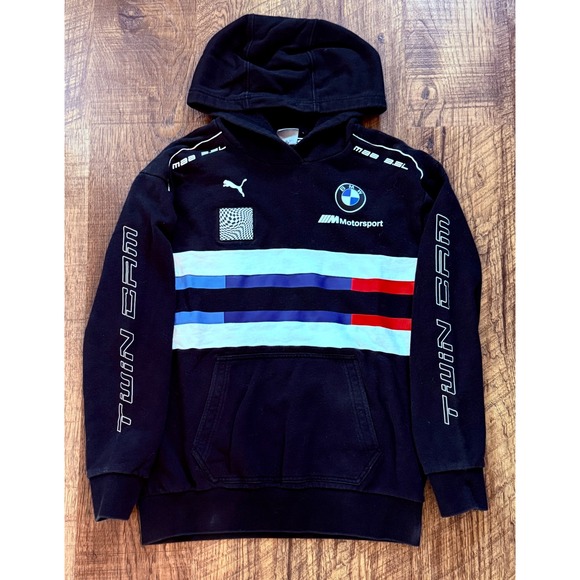 Puma BMW Motorsport Twin Cam Hoodie Mens‎ Small Black Pullover Sweatshirt - Picture 1 of 10